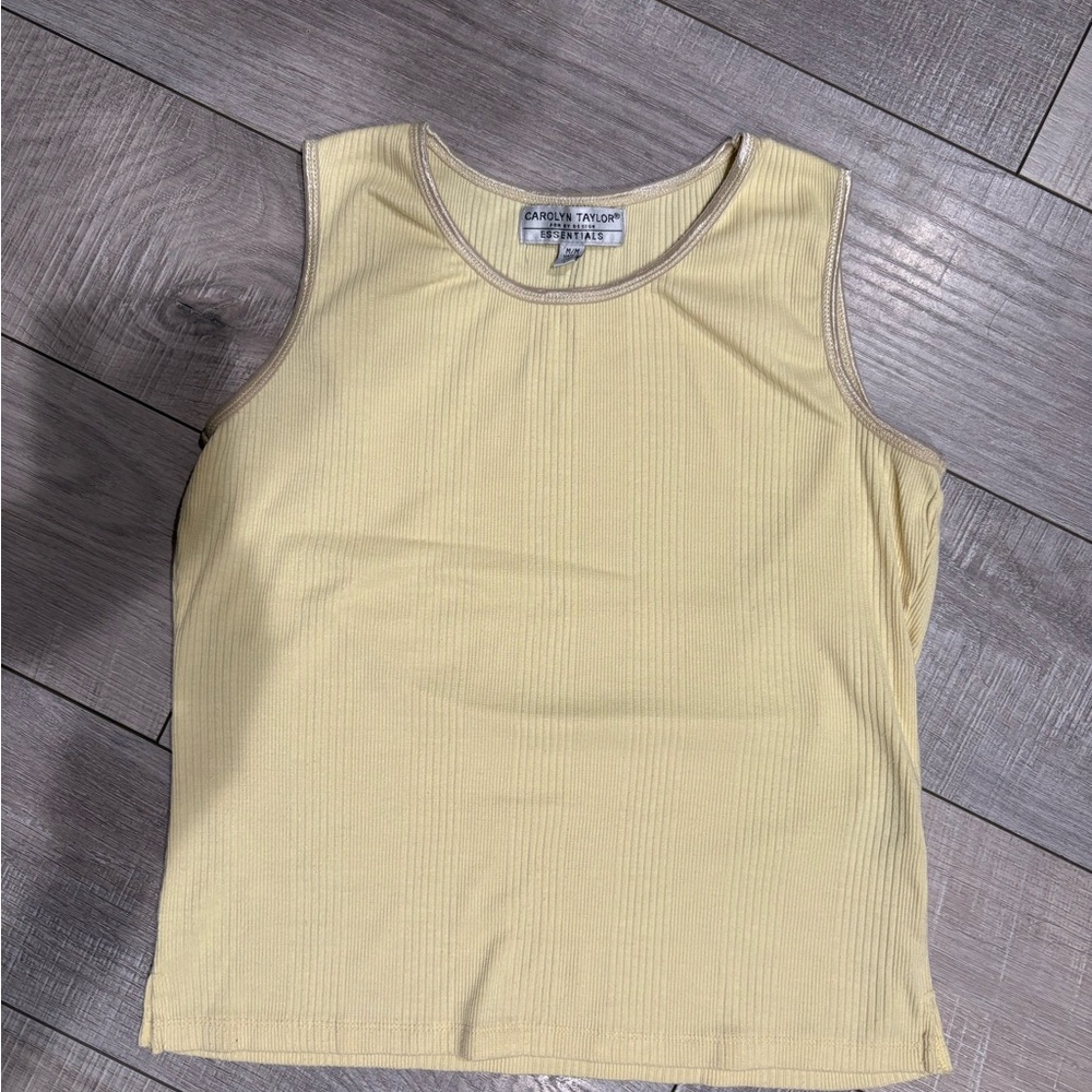 Carolyn Taylor Yellow Fitted Sleeveless Tank Top